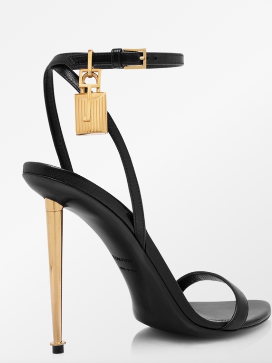 Tom Ford Shoes - TOM FORD SHINY LEATHER PADLOCK POINTY NAKED SANDAL Size 38.5True US size 8.